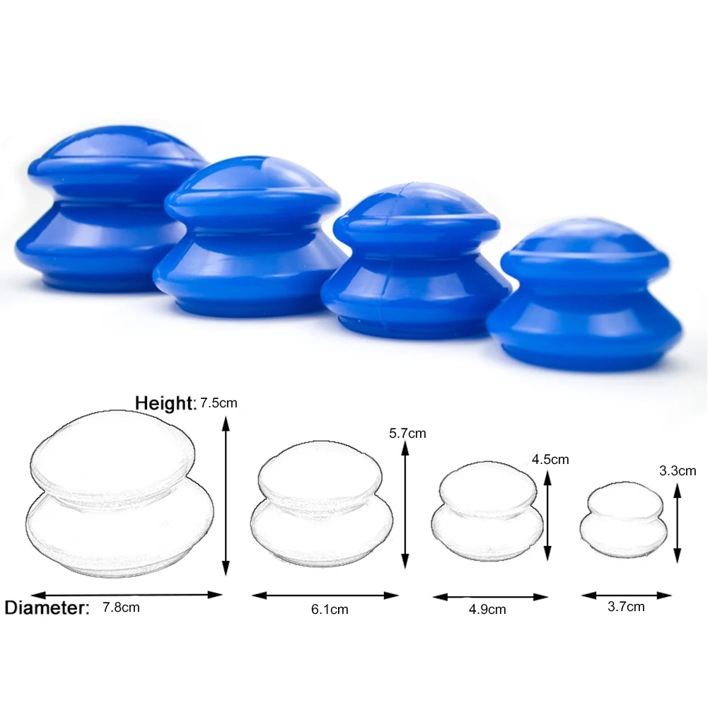 

4Pcs Moisture Absorber Anti Cellulite Vacuum Cupping Cup Silicone Family Facial Body Massage Therapy Cupping Cup Set