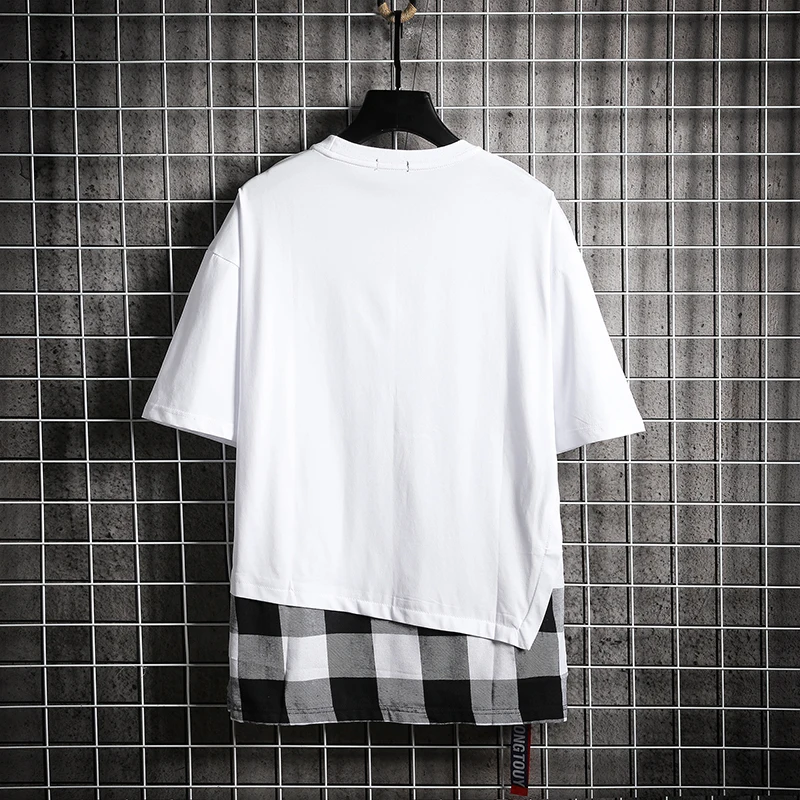 Liketkit летняя мужская футболка в японском стиле хип хоп клетку 2019 с лентами