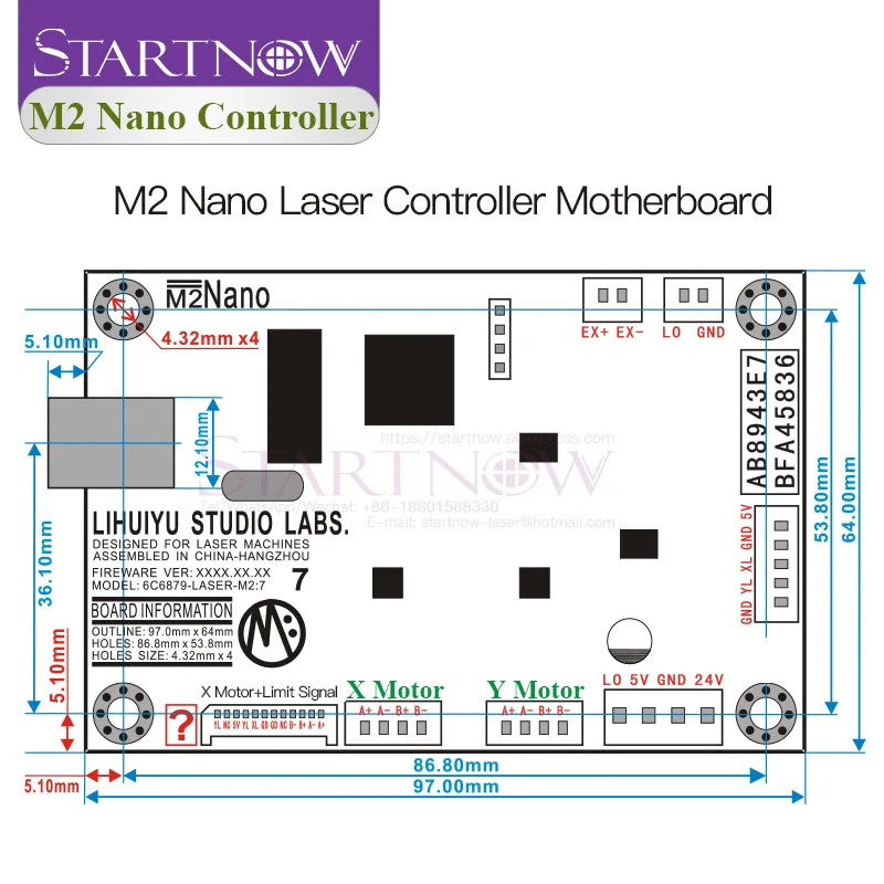 Материнская плата LIHUIYU M2 Nano Laser Control ler для лазерного гравировального станка DIY 3040
