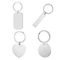 high quality stainless steel keychain accessories for custom love heart pendant tog tag rectangle label round tag key chain