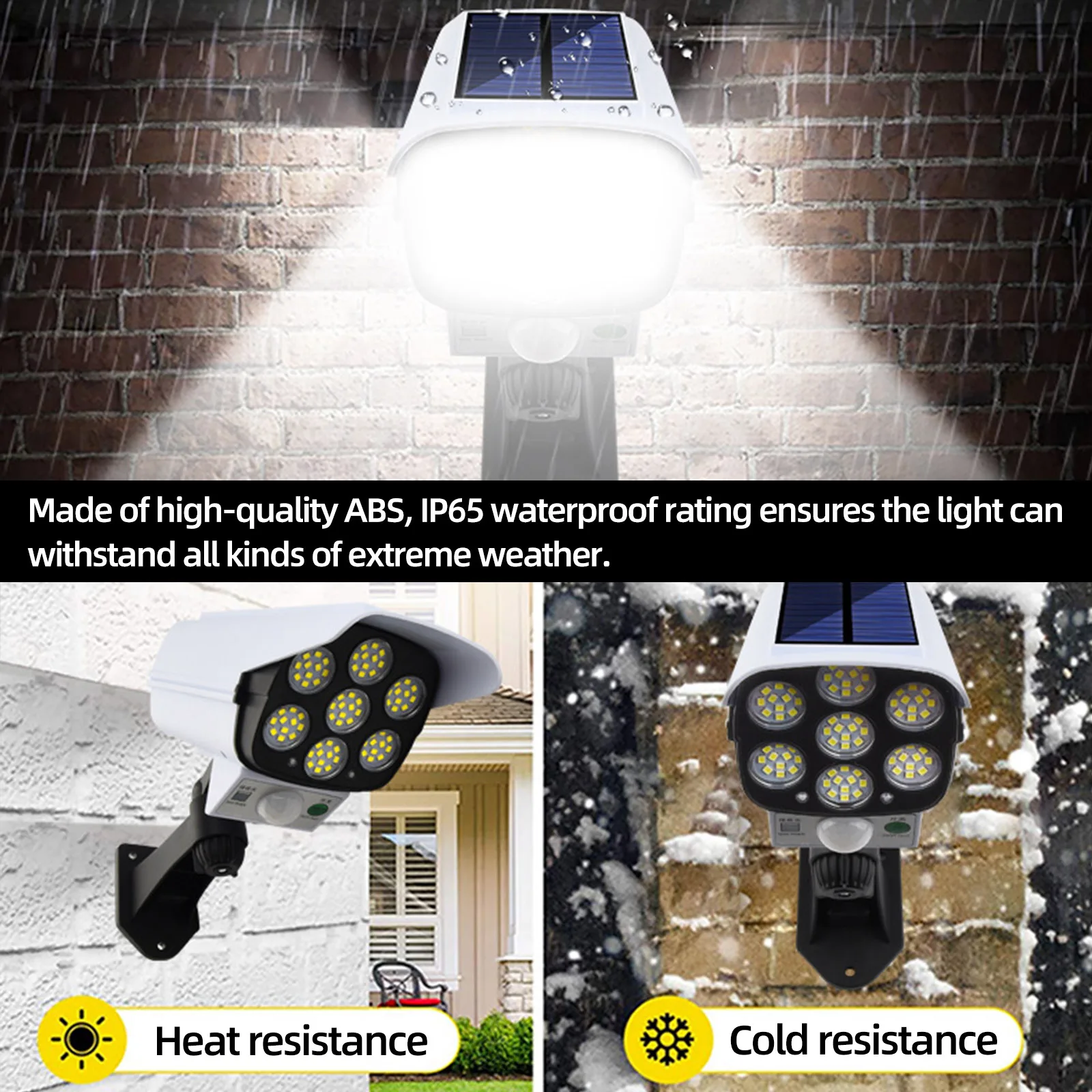 

LED Solar Lights Outdoor Motion Sensor Fake Surveillance Camera Light 2000 Lumens 77 IP65 Waterproof Solar Lights 3 Modes
