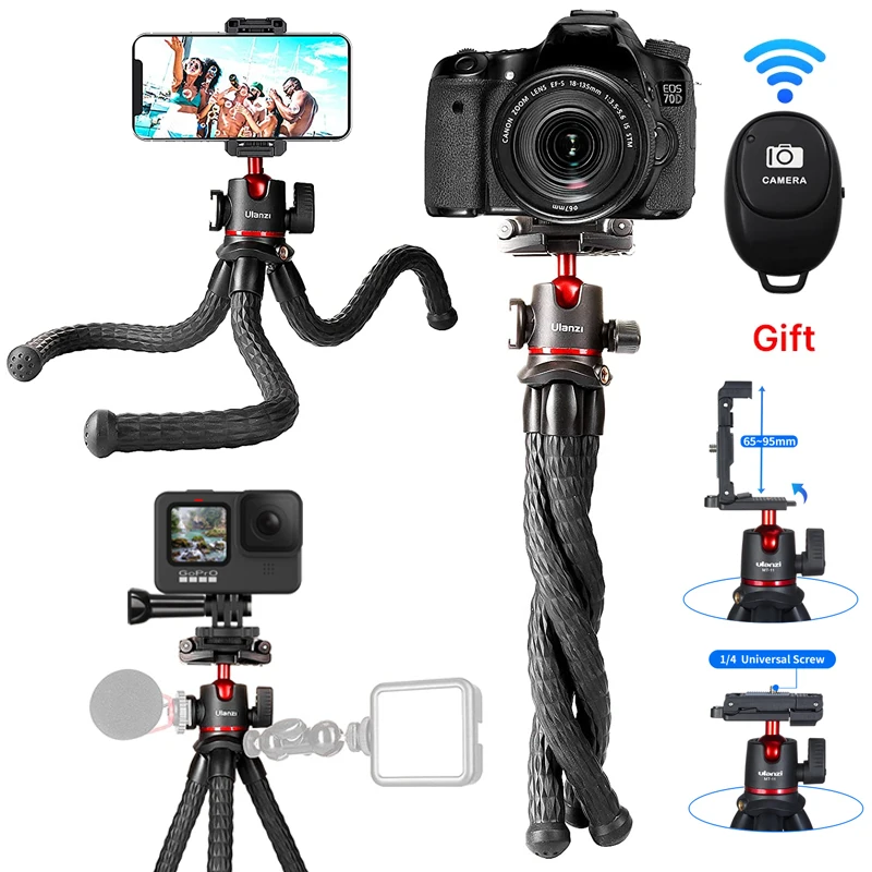 

Ulanzi MT-11 Flexible Octopus Mini Tripod For iPhone Smartphone DSLR SLR Camera Gopro Vlog Portable 2 in 1 Selfie Stick Tripod