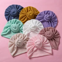 14 pcslot newborn baby toddlers turban beanie hat knit fabric round knot head wraps infant hospital caps baby shower gift