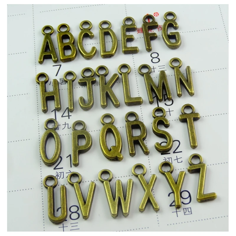 

5sets/lot(130pcs) Antique Bronze Plated 26 Alphabet Charms For Bracelets alphabet Letter Charms Fit Jewelry Making