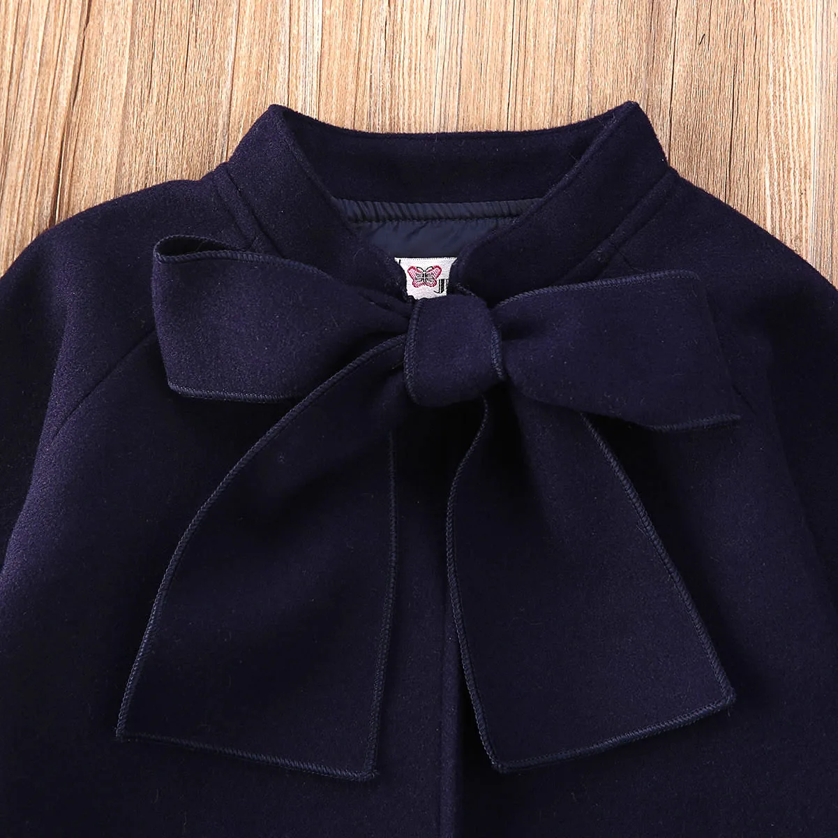 2020 Fashion 2-8Y Infant Kids Baby Girl Blends Coat Outfits Blue Bowknot Long Sleeve Slim Winter Spirng Big Bow Top Outwear | Детская