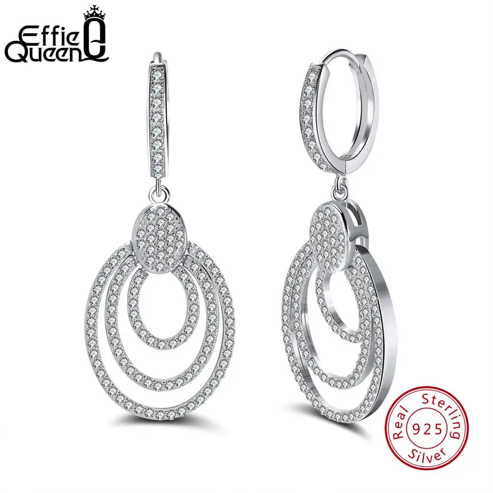 Effie Queen Женские Висячие серьги из настоящего серебра 925 пробы большие круглые