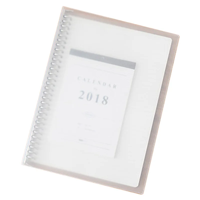 

Stationery Grey Translucence Binder A4/B5/A5 Loose-Leaf PP Shell Porous Paper Clip Folder File Organizer Office Accessory