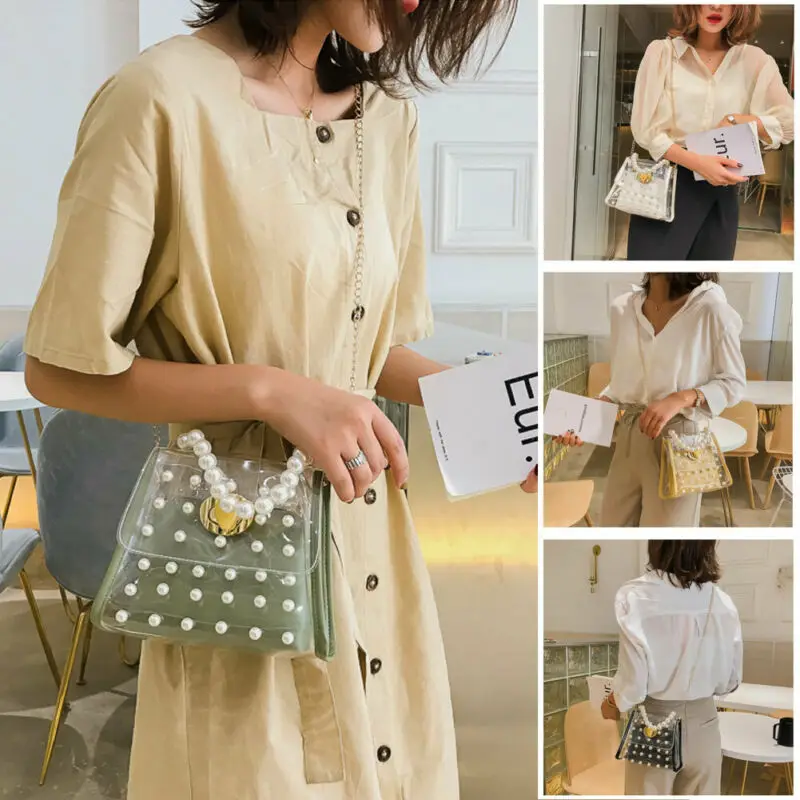 Женская прозрачная сумка через плечо из ПВХ летняя пляжная мессенджер с