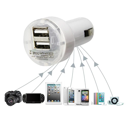 Автомобильное металлическое зарядное устройство 5 в 2 1 а/1 А с двумя USB-портами