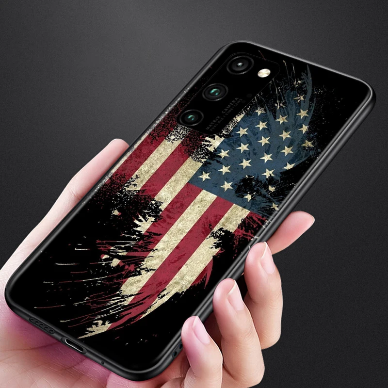 

Blue Line American US Flag Silicone Cover For Huawei Honor 8S 8C 8X 8A 8 7S 7A 7C 7 Pro Prime RU MAX 2020 2019 Black Phone Case