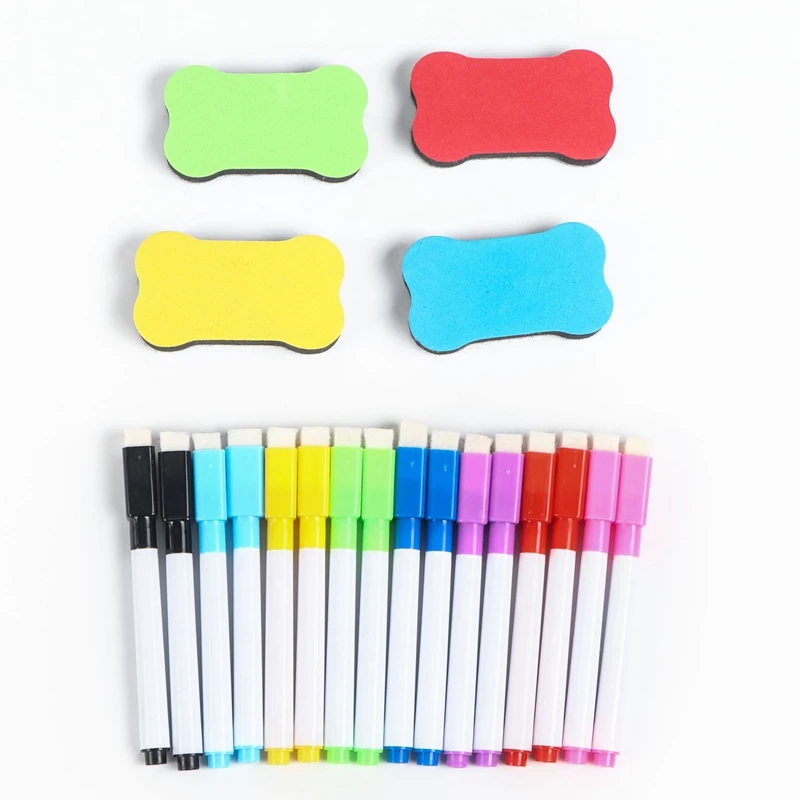 

20 Pcs Dry Erase Pockets with 16 Pcs Pen Reusable Waterproof Pocket Transparent Write Board File Pocket for Kids