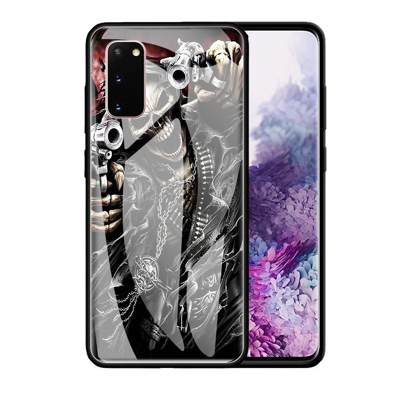 

Phone Case For Samsung Galaxy S20 FE S10 S9 S8 Plus Note 20 Ultra 10 Lite 9 8 Glass Back Cover Shockproof Shell Cool Grim Skull