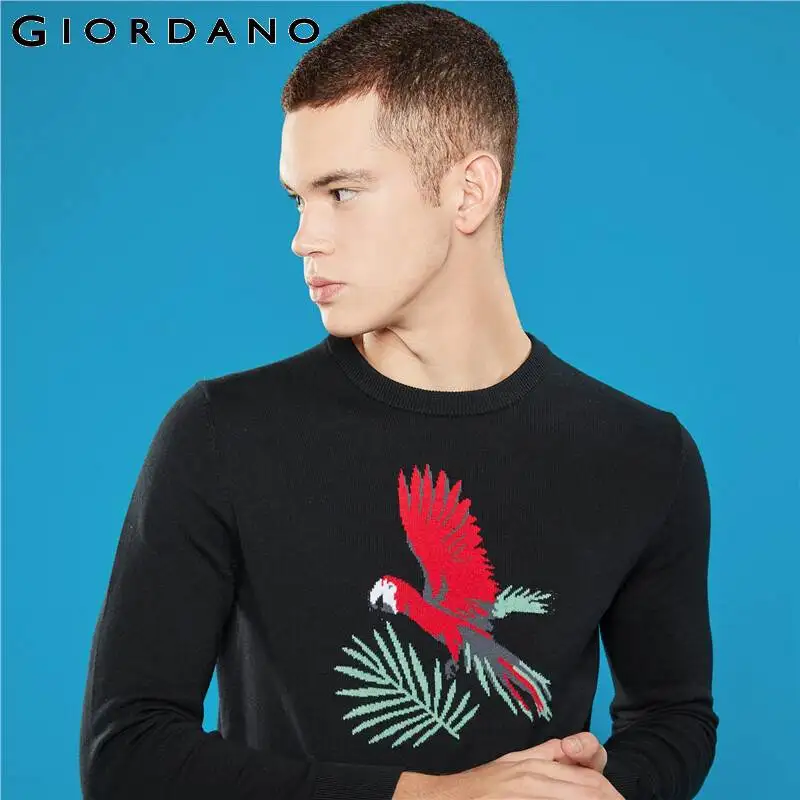 Giordano мужской свитшот джемпер с круглым вырезом под шею и печатным рисунком на