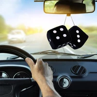 new 2pcspair fuzzy dice dots rear view mirror hanger decoration car styling accessories hanging suspension ornaments desk home
