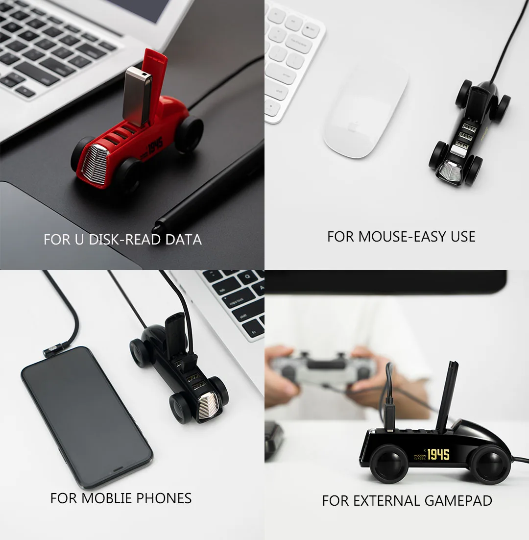 Xiaomi Bcase винтажный Автомобильный дизайн USB 2,0 концентратор разветвитель расширитель адаптер 4 порта Hab для телефона/U диск/беспроводная мышь/usb зарядка