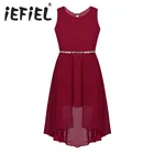 Детское платье из тюля с цветочным рисунком для девочек блестящие шифоновые платья принцессы без рукавов с высокой талией и низким подолом для дня рождения