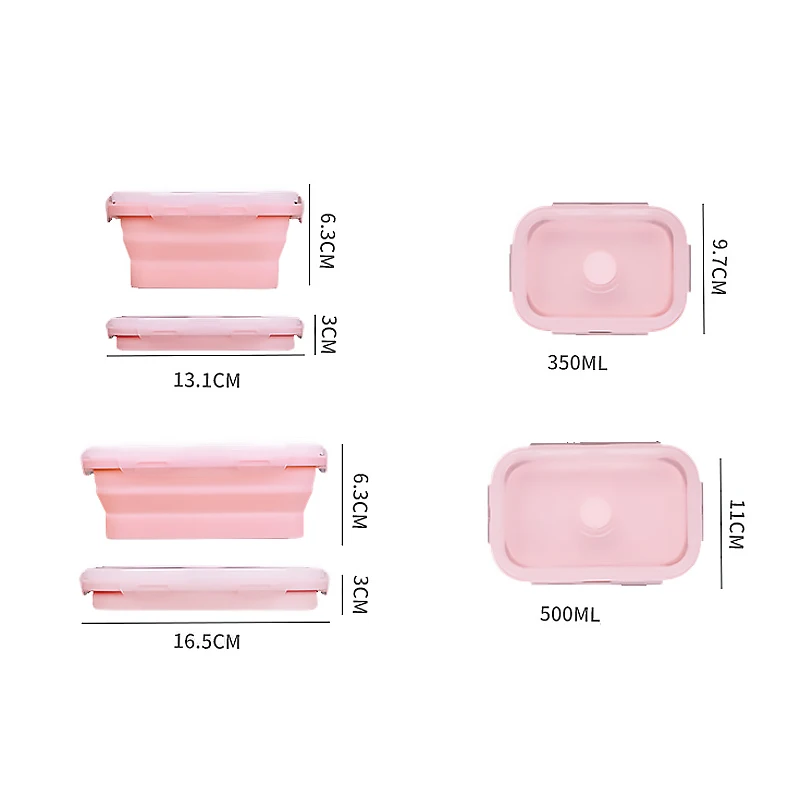 4 шт./компл. набор силиконовых коробок для ланча Штабелируемый контейнер бенто