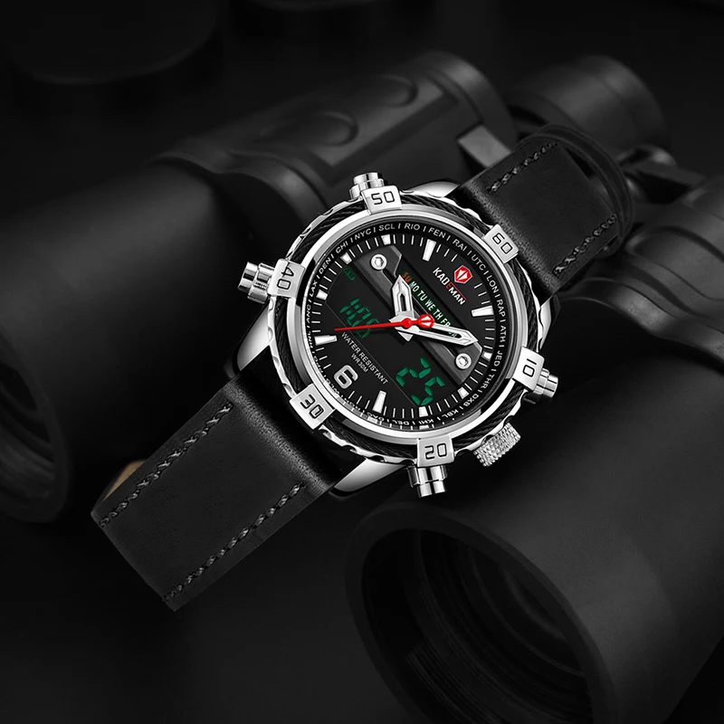 Модные спортивные часы мужские светодиодный цифровой двойной дисплей наручные