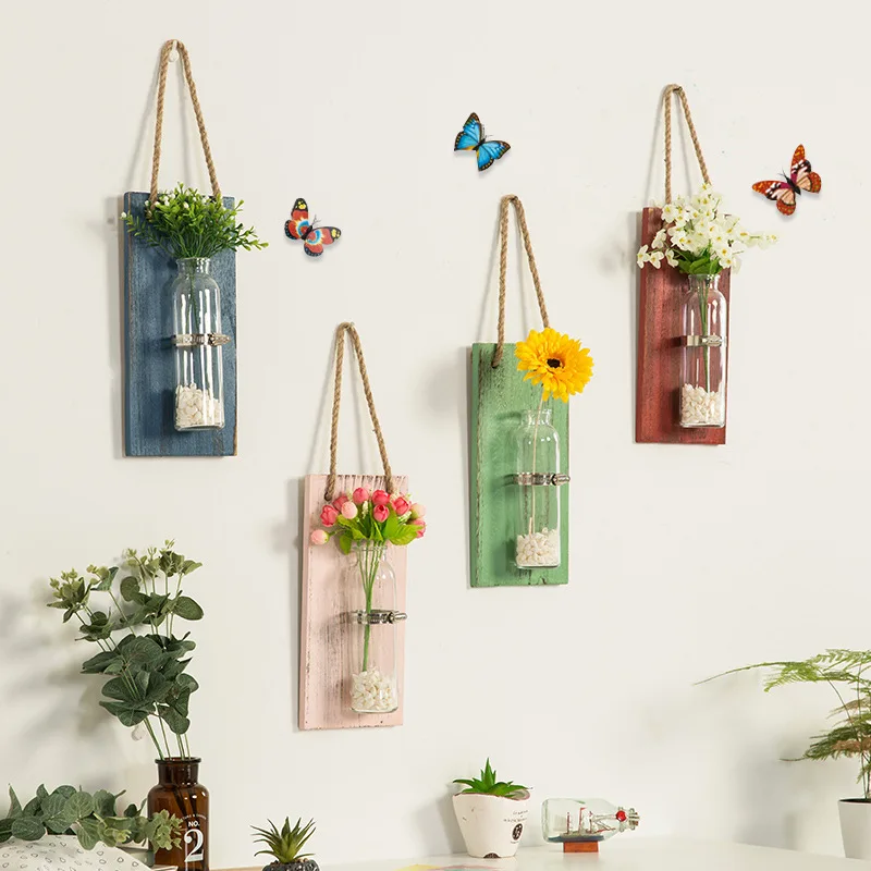 Настенный декор инновационная ваза для цветов полка подвешивания деревянная