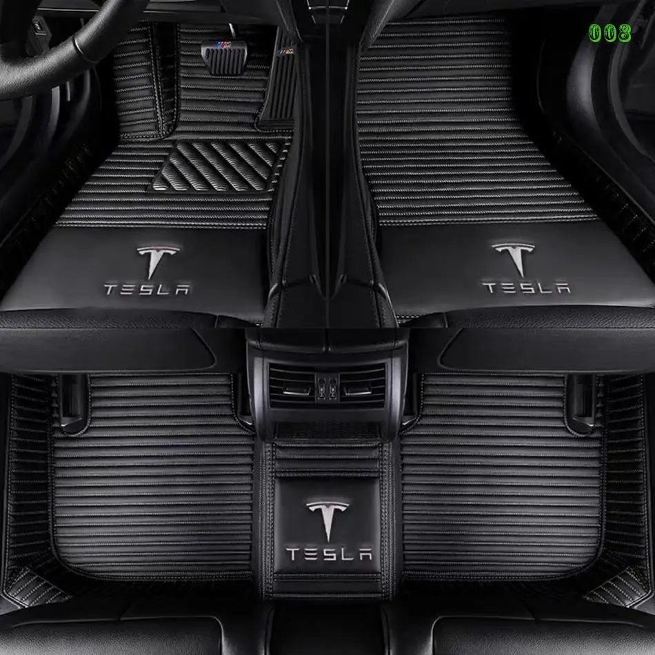 

Leather Fully Surrounded Floor Mats for Tesla Model 3 Model S Model X Model Y 2012-2021 All Weather Car Mat Non-Slip Waterproof