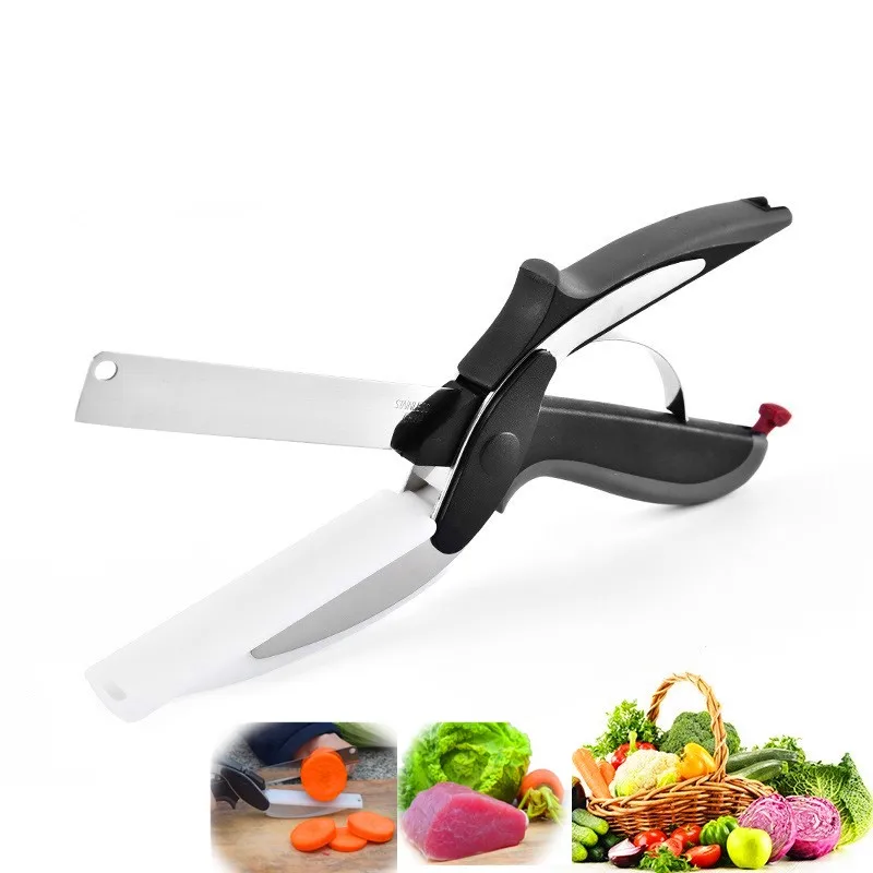 

2 In 1 Kitchen Scissor Cutter Knife Baby Food Supplement Scissors Household Fruit Vegetable Barbecue Scissors Kitchen Accessorie