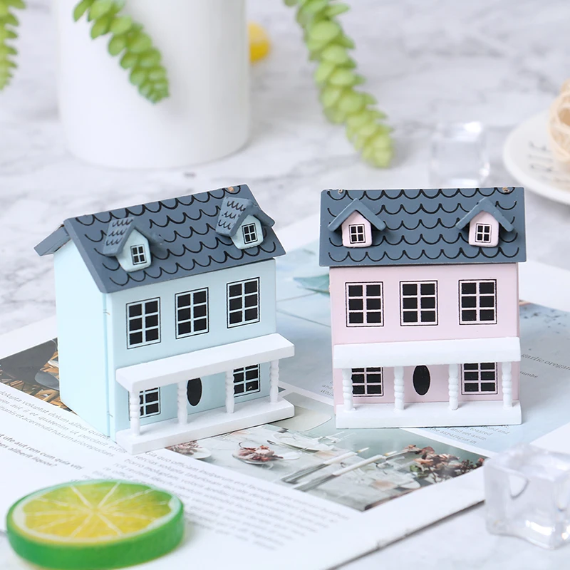 

1:12 Dollhouse Miniature Wooden Little House Model Lovely Villa Doll House Decor High Quality