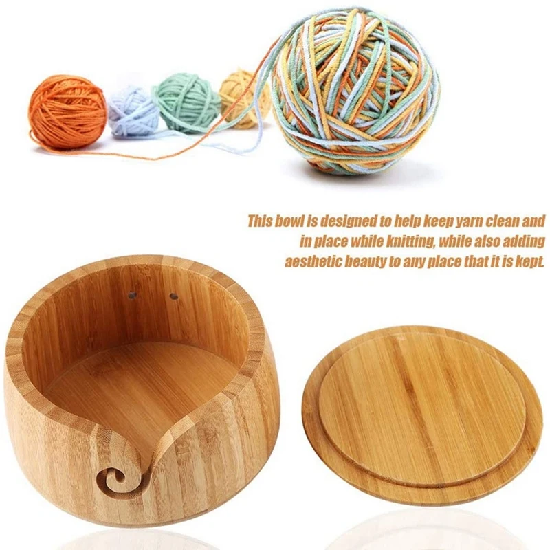 Акция! Вязальная чашка ручной работы из бамбука с съемной крышкой для вязания и вязания мамы и бабушки.