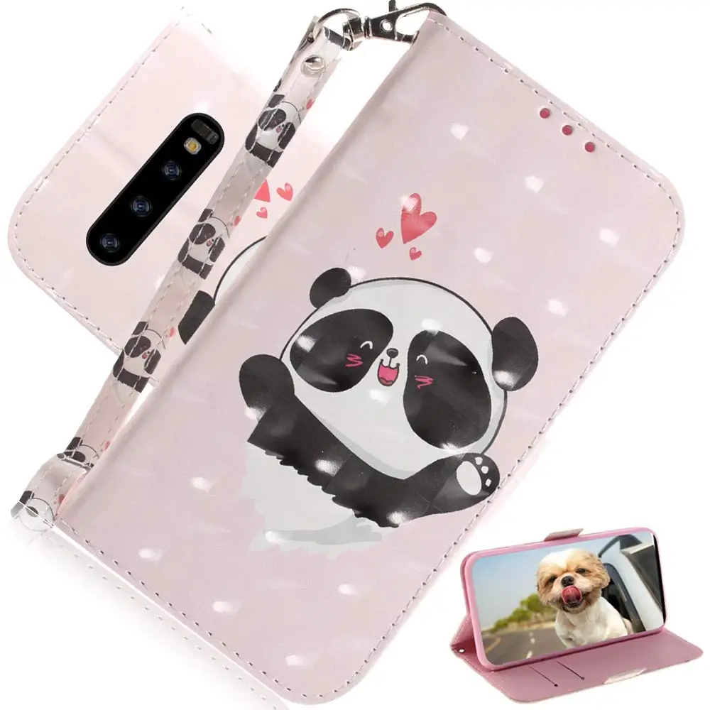 Love Panda 3D(полиуретан) с откидной крышкой для samsung Galaxy A70 A50 A30 A20 A10 A40 A60 A80 A20E чехол с мультипликационным принтом из искусственной кожи чехол для samsung A50s A30S - Цвет: Love Panda