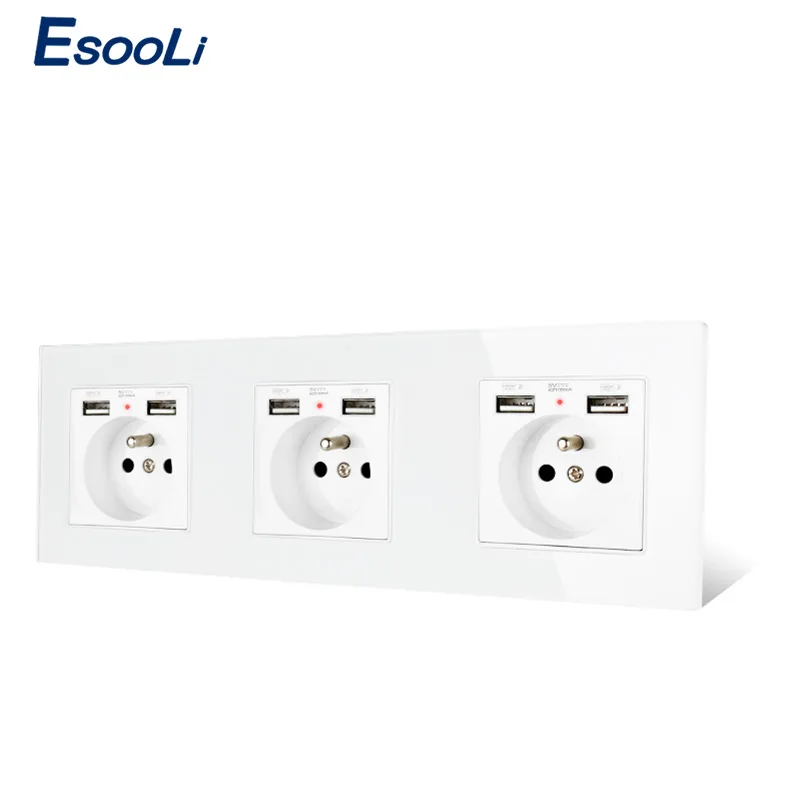 Розетка стеновая Esooli со стеклянной панелью 6 USB-портов 258 х86 мм | Обустройство дома