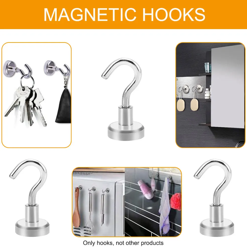

12pcs Ultra Strong Kitchen Wall Circular Hanger Holder Neodymium Home Metal Surface Mini Hook Magnetic Support