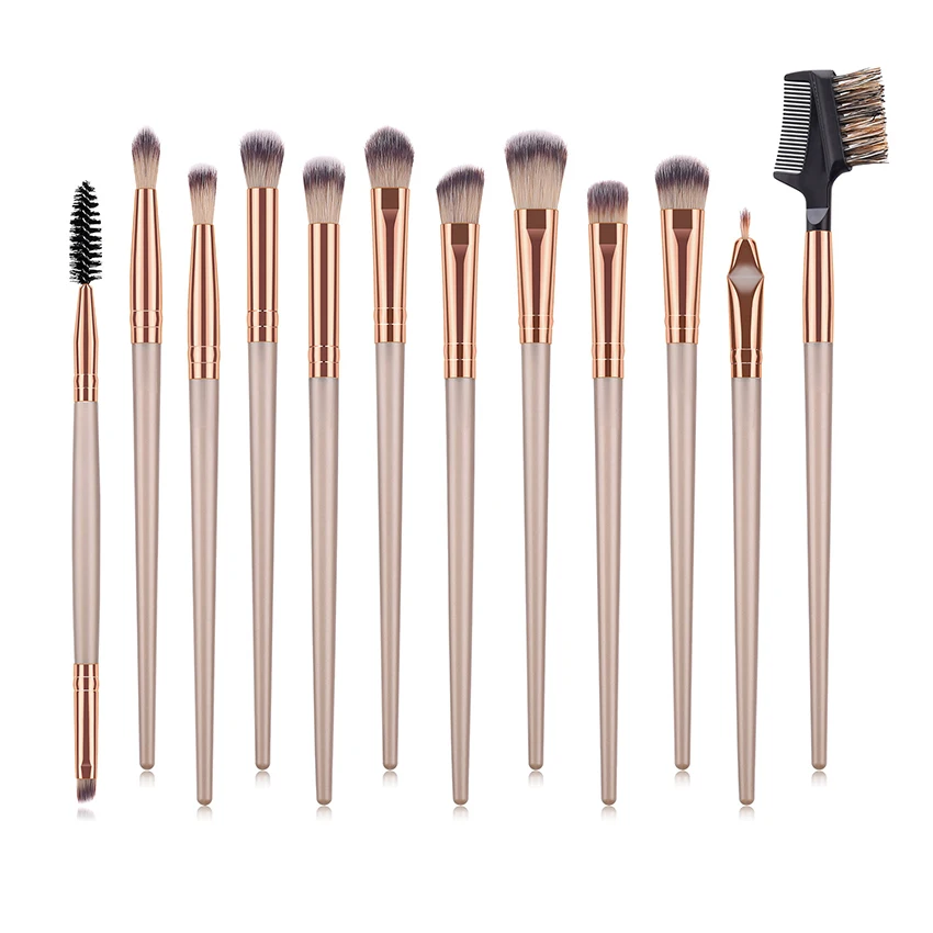 12 шт. набор кистей для макияжа глаз розовый и коричневый | Красота здоровье