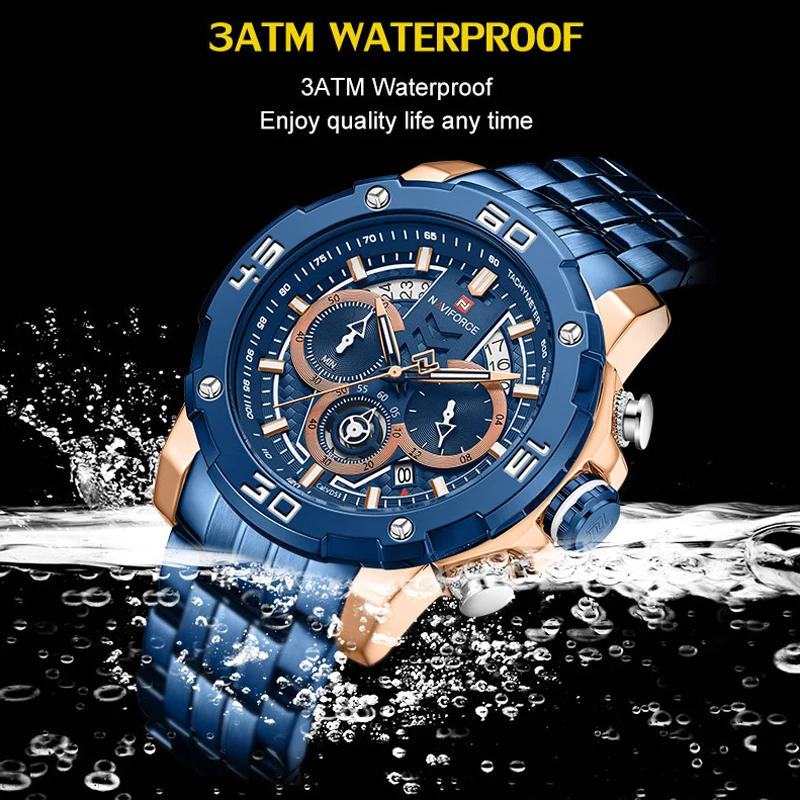 

2019 Men Watches NAVIFORCE Top Brand Fashion Luxury Blue Watch Mens Stainless Steel Waterproof Date Wristwatch Relogio Masculino