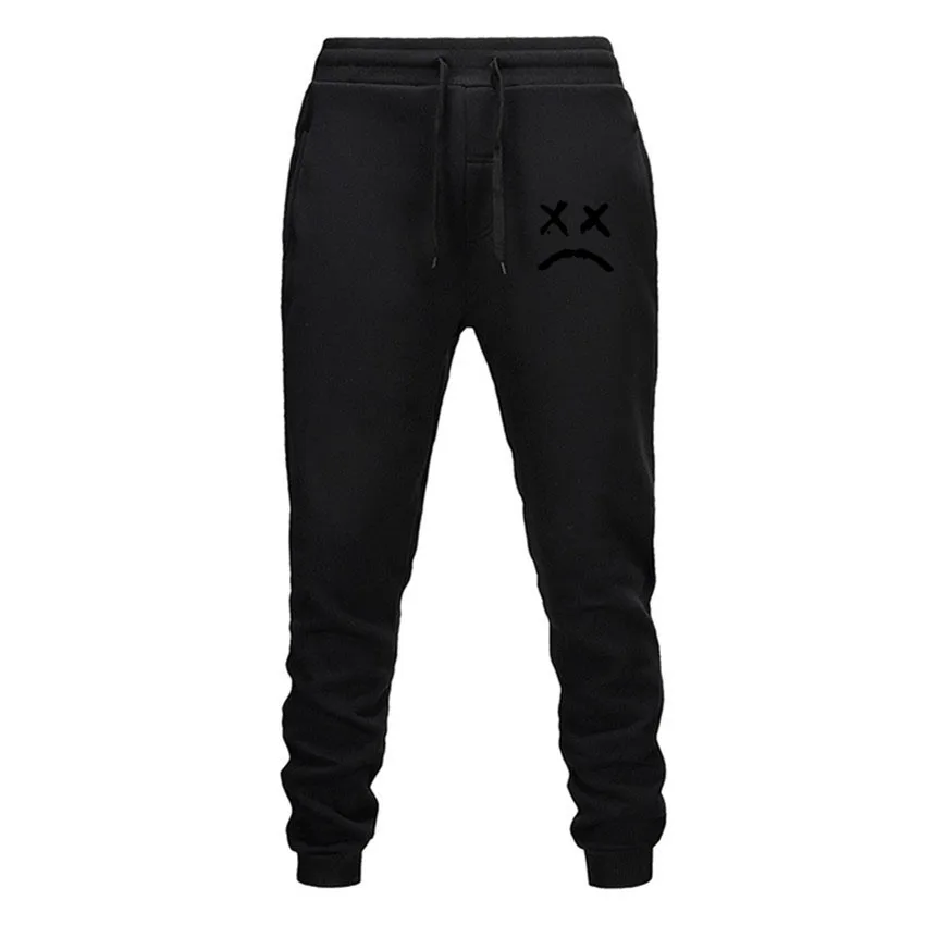 

Black Crying Face Embossing Men Khaki Black Streetwear Sudadera Men's Sweatpants Sports Style Slacks