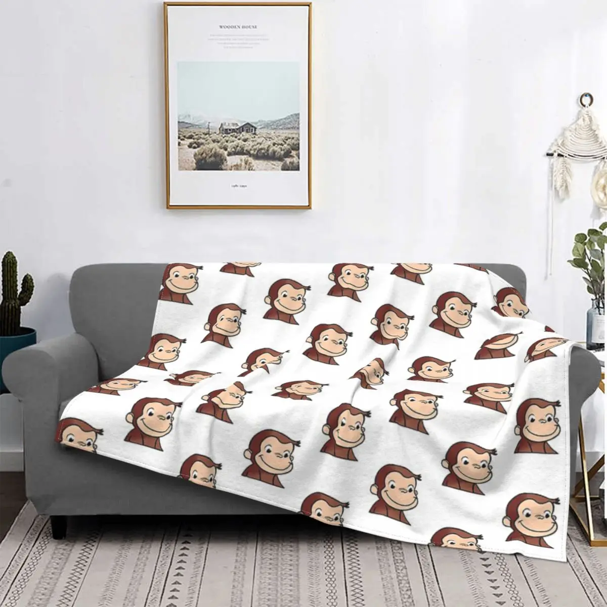 

Curious George-Manta para cama, edredones a cuadros, funda para sofá, colcha, toalla de playa de lujo 135