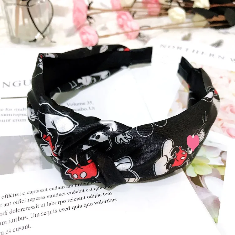 Disney explosion wide-edge Mickey knotted headband cartoon cute fresh high-grade silk fabric hair accessories female | Игрушки и хобби
