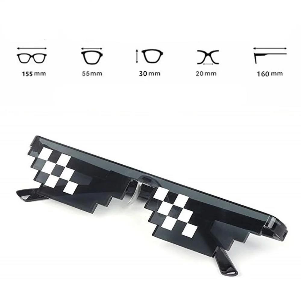 

3/6 Bit Thug Life Sunglasses Pixelated Men Women Brand Party Eyeglasses Mosaic UV400 Vintage Eyewear Unisex Gift Toy Glasses