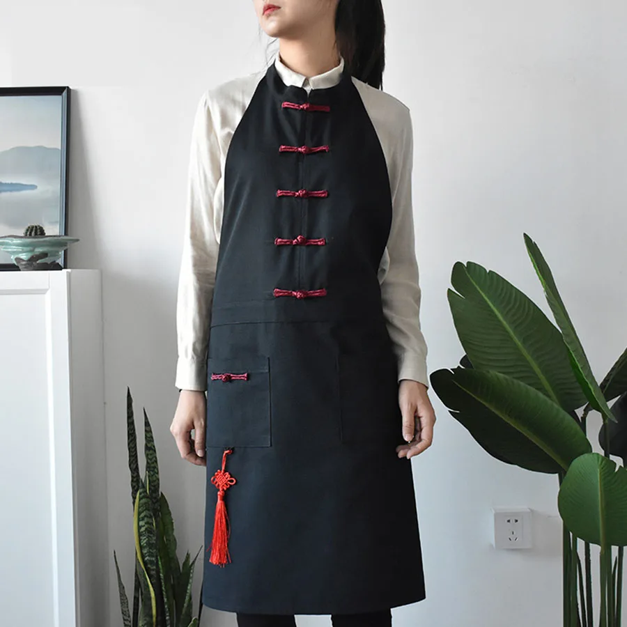 

Waxed Canvas Kitchen Apron Linen Waterproof Thickened Gardener Retro Restaurant Plain Bartender Couple Smock Tablier Barber Shop