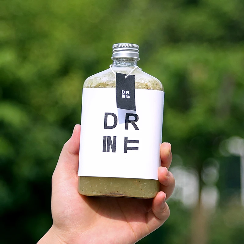 8pcs PET plastic cold drink bottle creative packaging disposable transparent ice tea juice milk coffee cups with lid and sleeve | Дом и сад