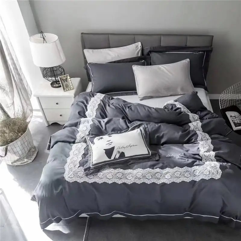 

40 Тенсел хлопок Ramie привлекательный женский комплект постельного белья дышащий комфортный комплект пододеяльника простыня наволочки Коро...