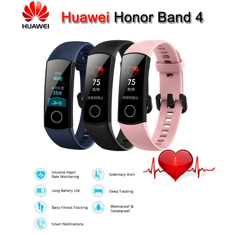 Оригинальный Смарт браслет Huawei Honor Band 3/4 фитнес 4 с OLED экраном 0 91 дюйма и