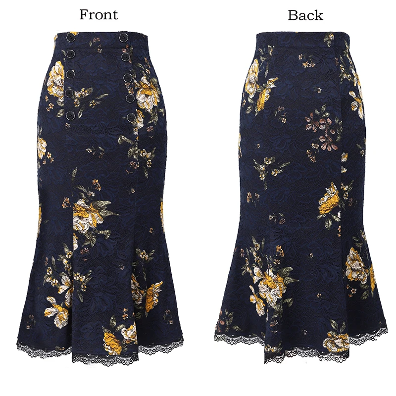 Женская винтажная юбка карандаш Vfemage с высокой талией и цветочным принтом