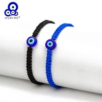 lucky eye rope braided bracelet blue black color chain adjustable evil eye bracelet for women girls men handmade jewelry bd35