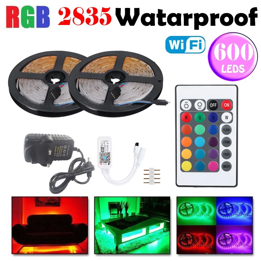 Bzoosio WI-FI RGB Светодиодные ленты светильник SMD 2835 DC12V светодиодные гибкие +