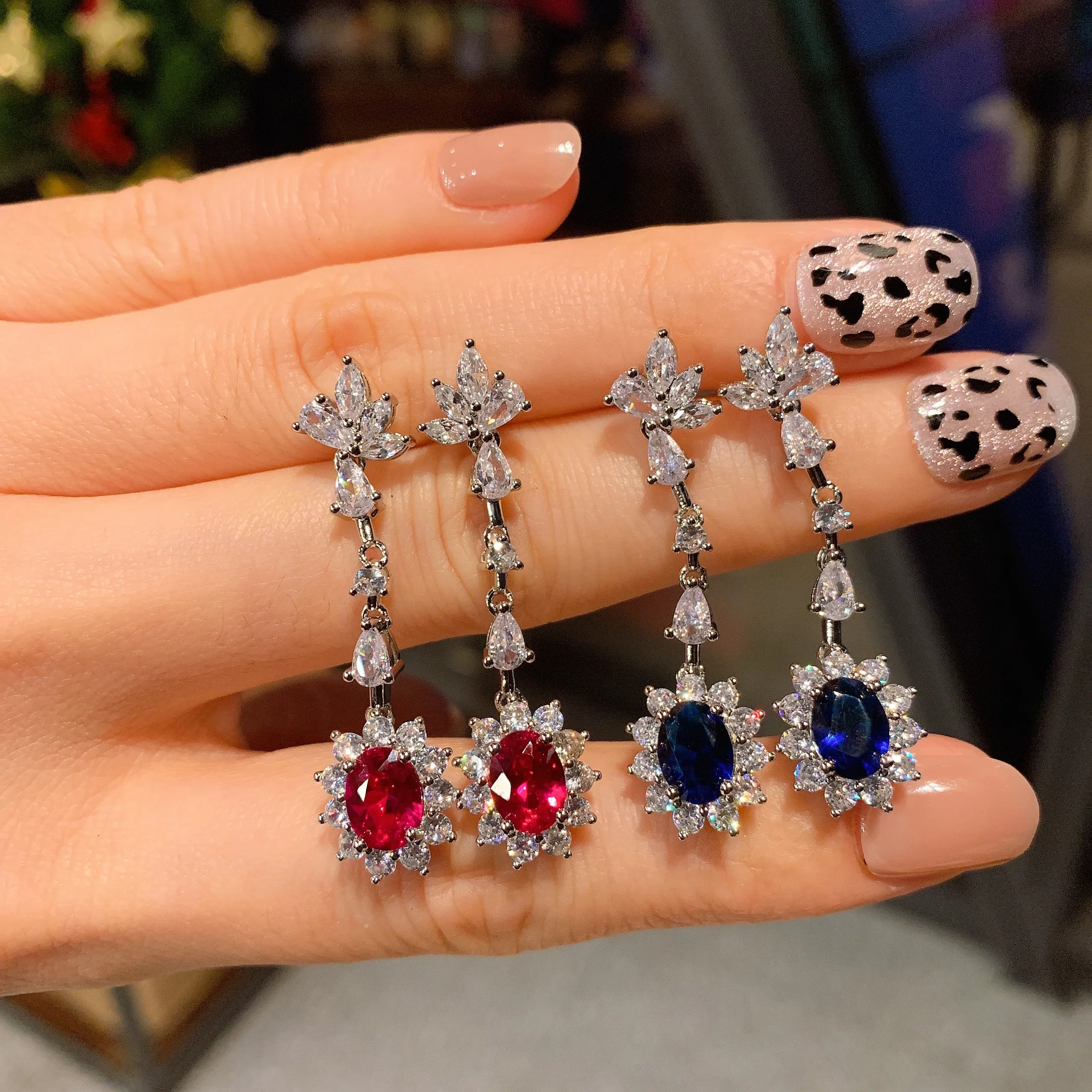 EYIKA элегантные овальные Искусственные серьги-подвески из турмалина и циркона