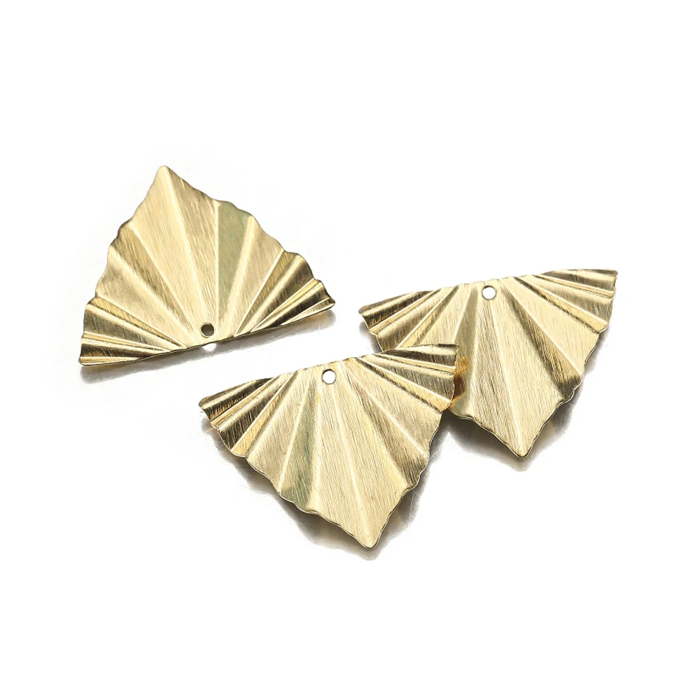 

10Pcs/Lot Raw Brass Textured Folded Triangle Flower Charms Drop Earrings Pendants Findings Diy For Boho Necklace Jewelry Making