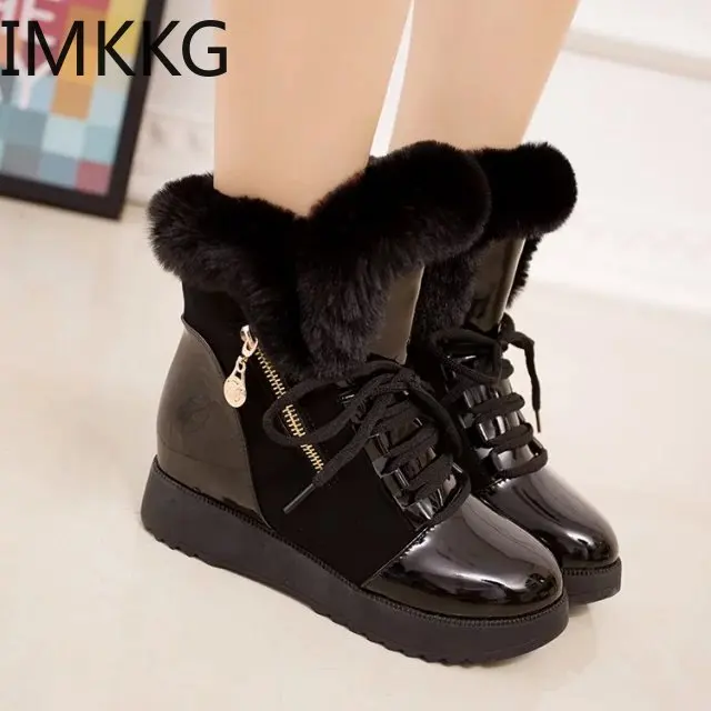 High Quality Women Boots Lace Up Martin Ankle Fur Winter Warm Shoes European Size | Обувь
