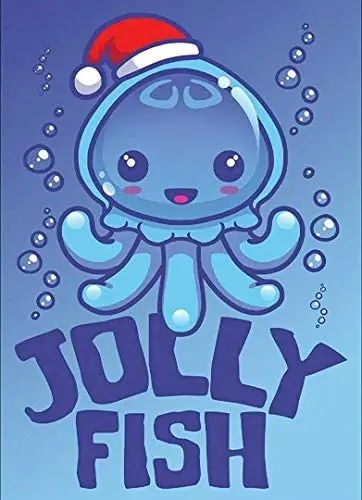 

Tin Sign Jolly Fish Christmas Blue Metal Sign Man Cave Retro Bar Pub Home Wall Decoration 12X16 inch