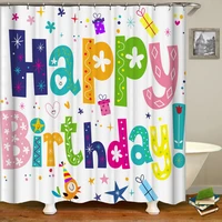 happy birthday shower curtains bathroom curtain waterproof 3d print party bath curtain polyester fabric with 12 hooks 180180cm