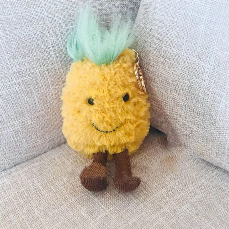 15 см маленький милый плюшевый брелок для ключей с яблоком ананасом грибом