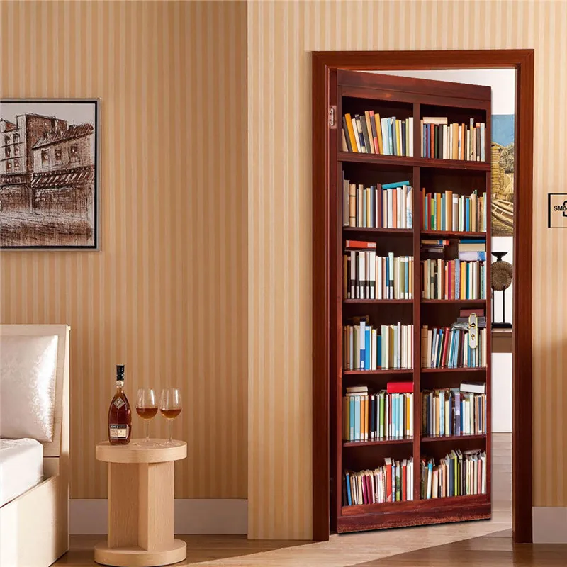 Новые наклейки на двери Книжная полка украшения для калитки настенные плакаты виниловые водонепроницаемые DIY самоклеющиеся легко удаляемая наклейка